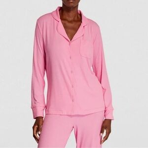 Skims Soft Lounge Sleep Long Sleeve Shirt in Bubblegum Pink